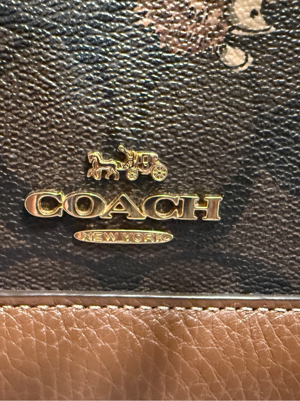 Coach Brown Signature Satchel with Orange Handles and Hedgehog Print - Picture 4 of 10